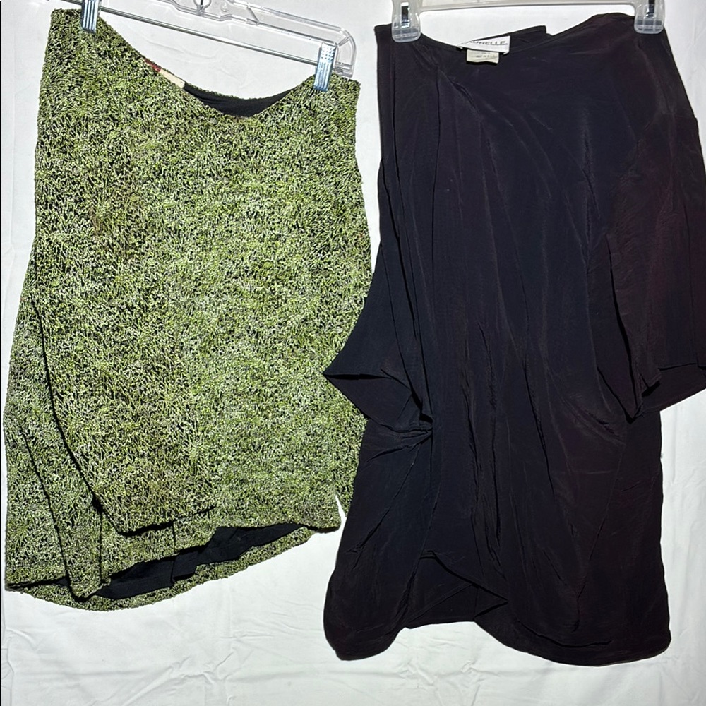 Vintage Textured Shirt Duo – Baggy Jo & Laurelle | Green Chenille + Black Drape